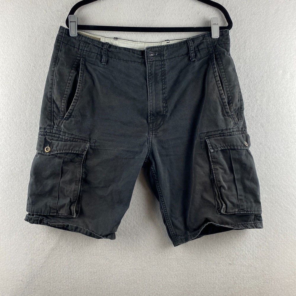 Levis Cargo Shorts Mens 36 Black Button Flap Pockets Casual Comfort Outdoors